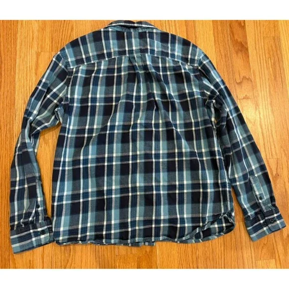 The North Face Shirt Men's Medium Blue Flannel Plaid Long Sleeve Button Front - Picture 3 of 11